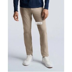 Bird Dogs Chino Tech Pants Men 34x32 Khaki Flex Slim Fit Performance Golf Casual